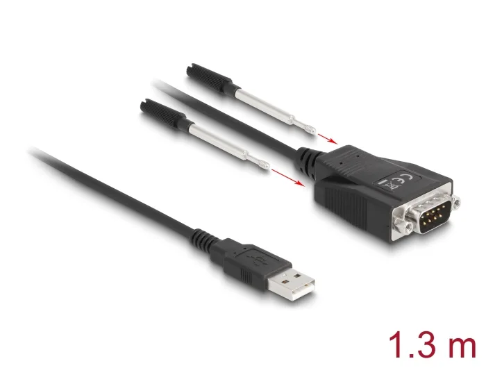 Delock Adapter USB 2.0 Typ-A Stecker zu 1 x Seriell RS-232 D-Sub 9 Stecker mit Schrauben und Muttern ESD Überspannungsschutz #1 