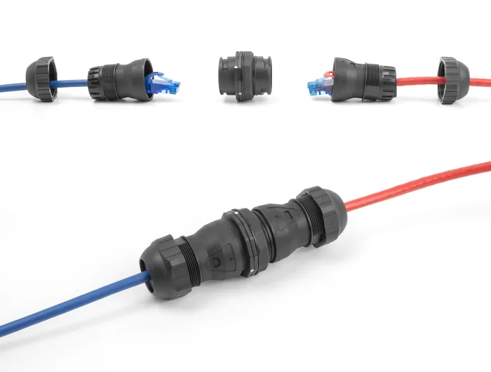 Delock Kabelverbinder RJ45 Buchse zu RJ45 Buchse Cat.6A IP68 staub- und wasserdicht #1 