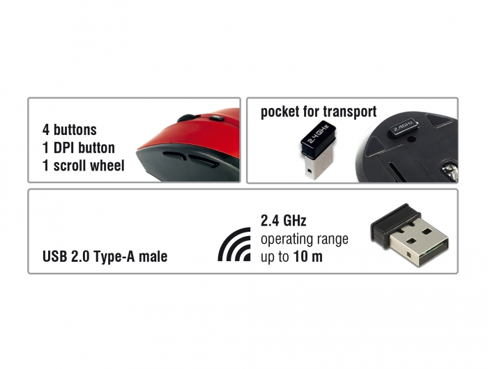 Delock Ergonomische optische 5-Tasten Maus 2,4 GHz kabellos #3 