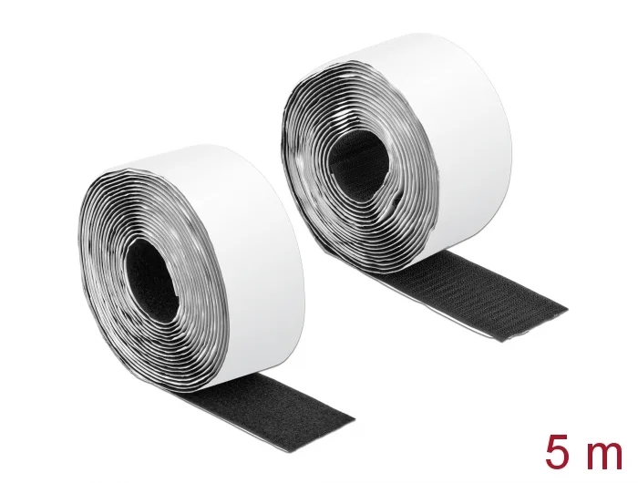 Delock Klettband selbstklebend mit Haft- und Flauschband L 5 m x B 50 mm schwarz #1 