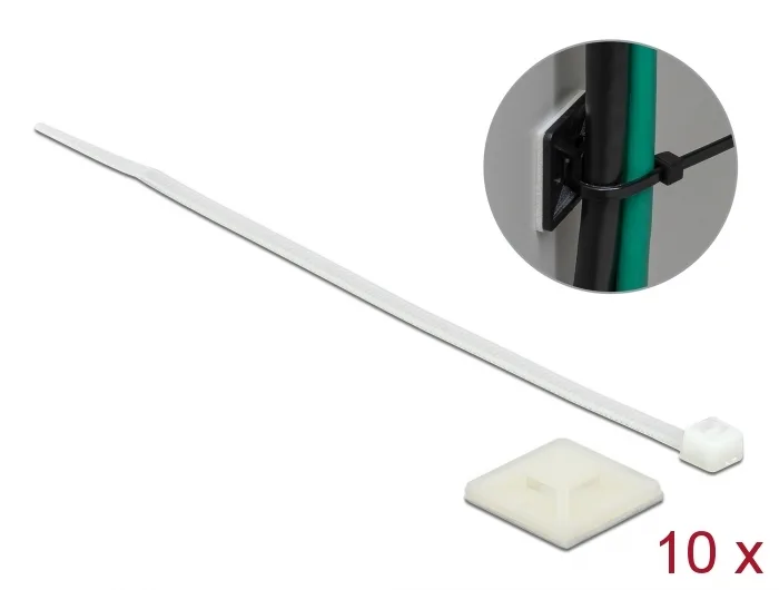 Delock Befestigungssockel 25 x 25 mm mit Kabelbinder L 150 x B 3,6 mm weiß #1 