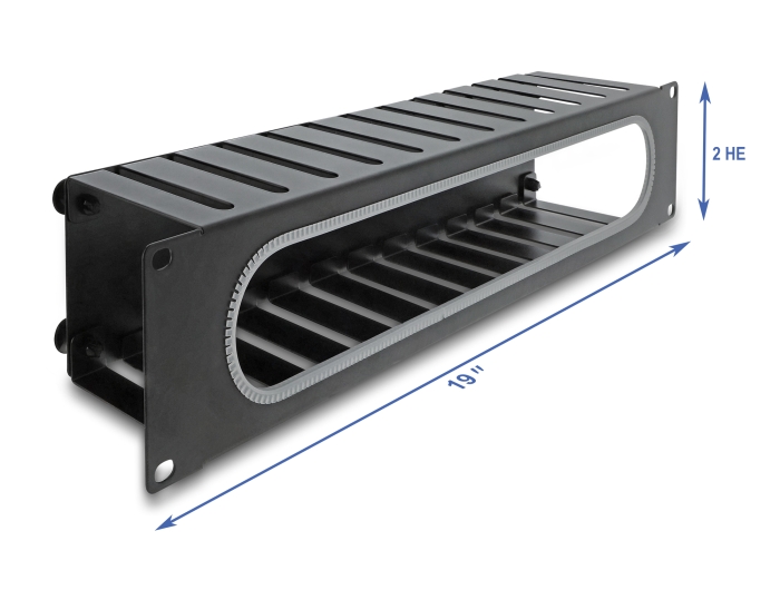 Delock 19″ 2 HE Kabelmanagement Rangierpanel mit Öffnung und Kantenschutz schwarz #1 