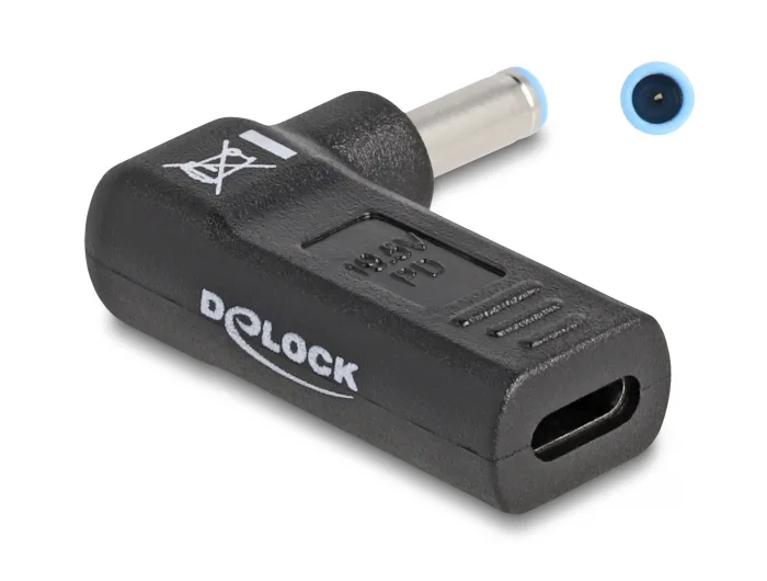 Delock Adapter für Notebook Ladekabel USB Type-C™ Buchse zu HP 4,5 x 3,0 mm Stecker 90° gewinkelt #1 