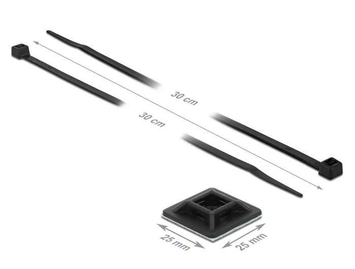 Delock Befestigungssockel 25 x 25 mm mit Kabelbinder L 300 x B 4,8 mm schwarz #2 