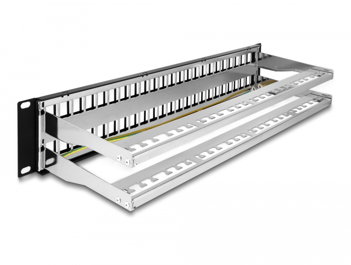 Delock 19″ Keystone Patchpanel 48 Port mit Entlastungsschienen 2 HE schwarz #2 