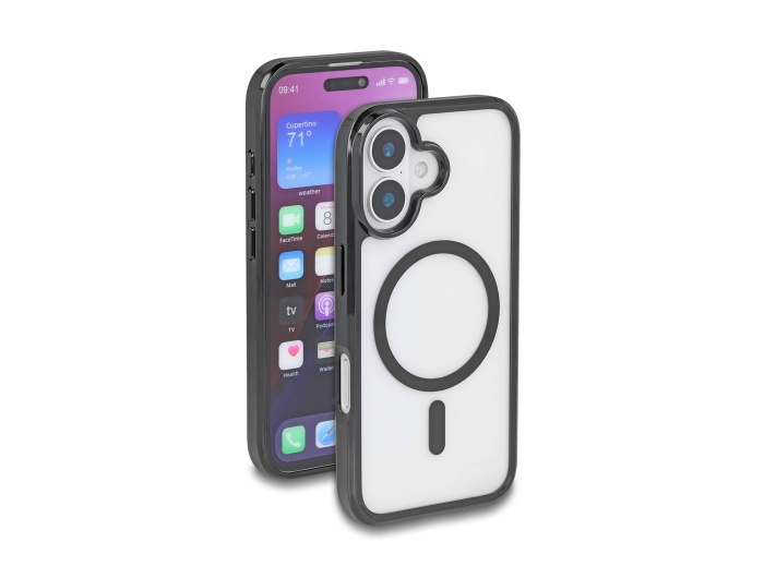 Delock Schutzhülle für iPhone 16 kompatibel mit MagSafe transparent-schwarz #1 