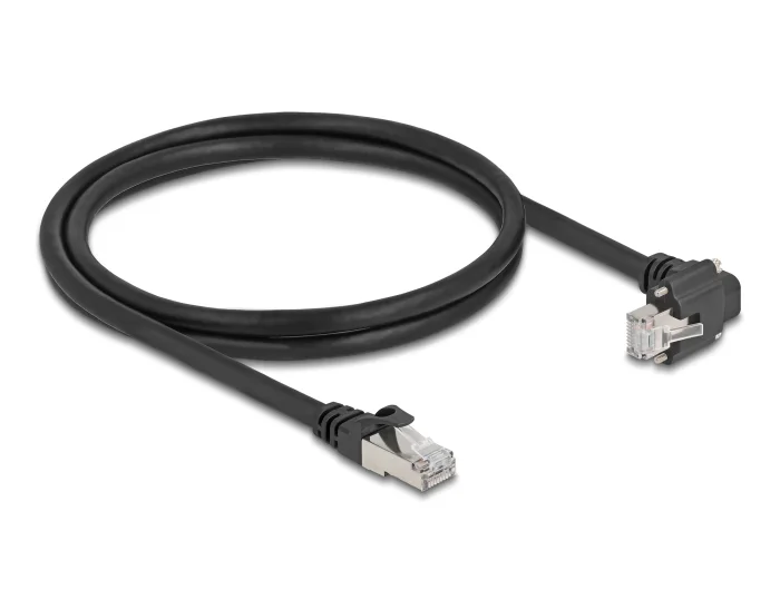 Delock GigE Kamera Kabel RJ45 Stecker 90° gewinkelt mit Schrauben zu RJ45 Stecker Cat.6 S/FTP 1 m schwarz #2 
