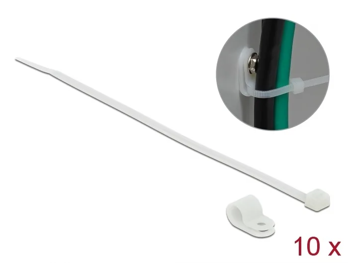 Delock Befestigungsschelle 7,9 mm mit Kabelbinder L 250 x B 3,6 mm weiß #1 