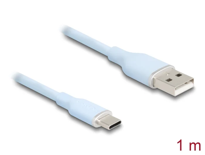 Delock USB 2.0 Kabel USB Typ-A Stecker zu USB Type-C™ Stecker 1 m blau Silikon #1 
