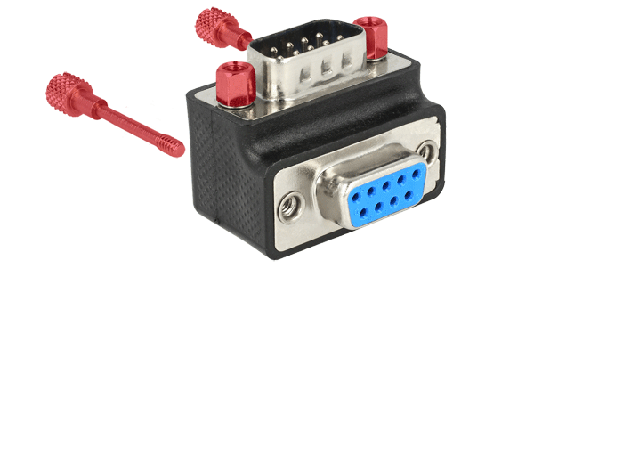 Delock D-Sub 9 Pin Stecker > Buchse 90° gewinkelt Mutter und Schraube tauschbar #1 