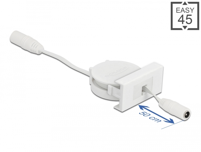 Delock Easy 45 Modul Power Ausrollkabel DC 5,5 x 2,1 mm Buchse / Buchse weiß #1 