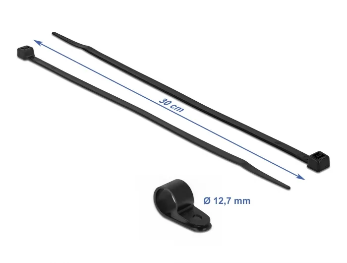 Delock Befestigungsschelle 12,7 mm mit Kabelbinder L 300 x B 4,8 schwarz #2 
