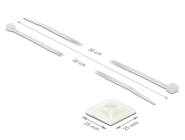 Delock Befestigungssockel 25 x 25 mm mit Kabelbinder L 300 x B 4,8 mm weiß #2 
