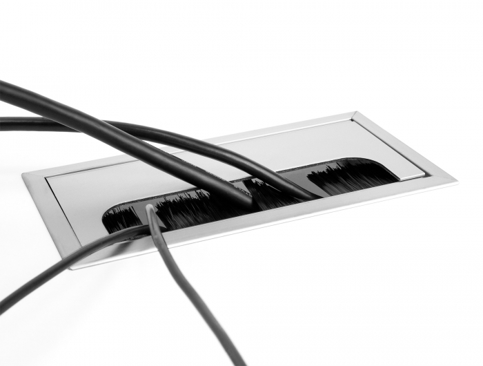 Delock Kabeldurchführung für Tischeinbau mit Bürste 280 x 80 x 28 mm silber #3 