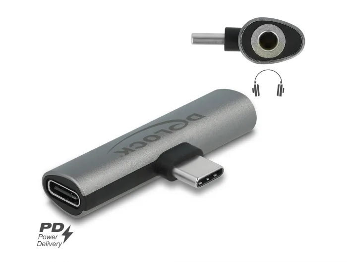 Delock Audio Adapter USB Type-C™ zu Klinkenbuchse und USB Type-C™ PD grau #1 