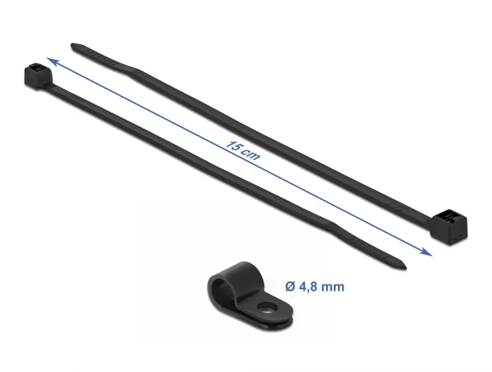 Delock Befestigungsschelle 4,8 mm mit Kabelbinder L 150 x B 2,5 schwarz #2 