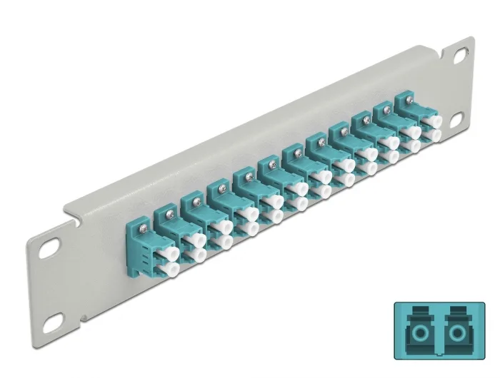Delock 10″ LWL Patchpanel 12 Port LC Duplex aqua 1 HE grau #1 