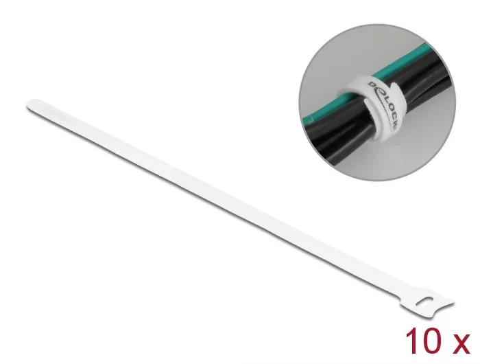 Delock Klett-Kabelbinder L 300 x B 12 mm weiß 10 Stück #1 