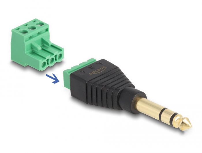 Delock Adapter Klinke Stecker 6,35 mm > Terminalblock 3 Pin 2-teilig #1 