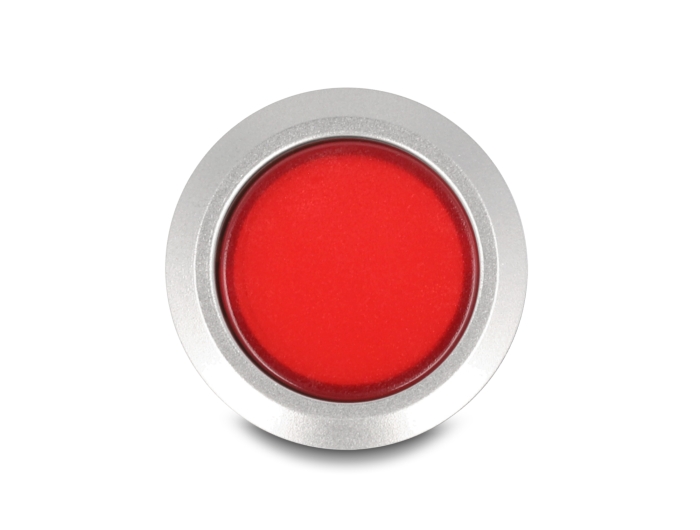 Delock Drucktaster vorstehend zum Einbau 22 mm 5 x Lötanschluss Taster flach Plastik LED rot #4 