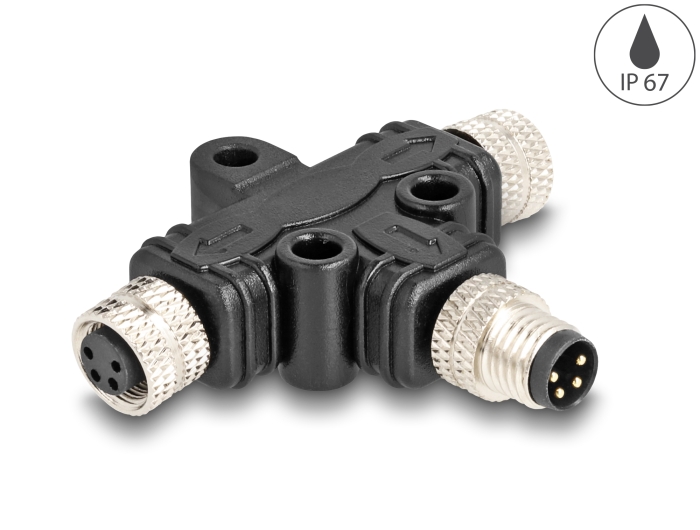 Delock M8 T-Splitter A-kodiert 4 Pin 1 x Stecker zu 2 x Buchse Parallelschaltung #1 