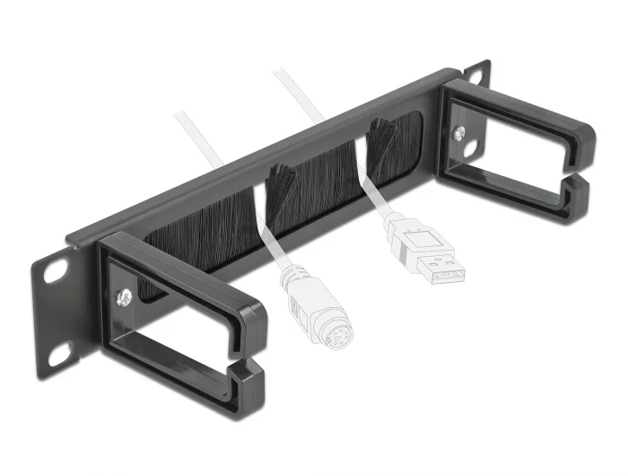 Delock 10″ Kabelmanagement Bürstenleiste mit 2 Bügeln 1 HE schwarz #3 