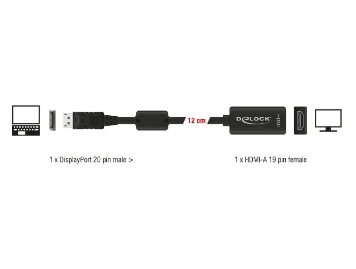 Delock Adapter DisplayPort 1.1 Stecker > HDMI Buchse Passiv schwarz #2 