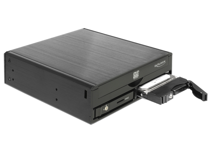Delock 5.25″ Wechselrahmen für 1 x 5.25″ Slim Laufwerk + 2 x 2.5″ SATA HDD / SSD #1 