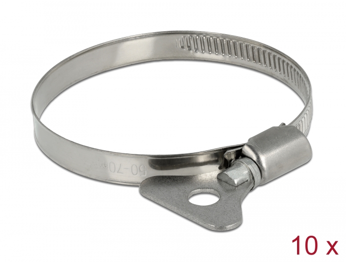 Delock Schlauchschelle mit Flügelmutter 50 - 70 mm 10 Stück Metall #1 