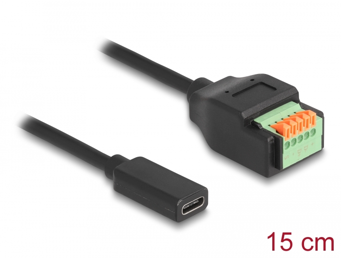 Delock USB 2.0 Kabel USB Type-C™ Buchse zu Terminalblock Adapter mit Drucktaster 15 cm #1 