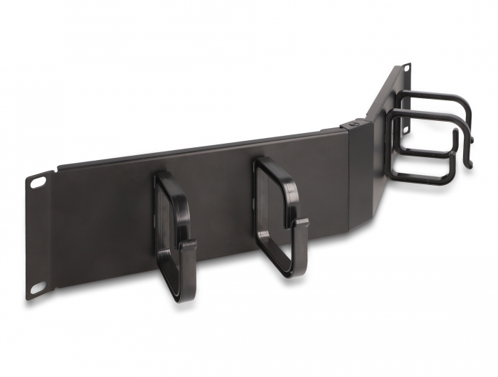Delock 19″ Kabelmanagement Rangierpanel mit 4 Bügeln 2 HE gewinkelt schwarz #1 