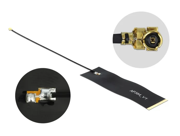 Delock LoRa Antenne 863 - 928 MHz® I I-PEX Inc., MHF Stecker 1,68 dBi 15 cm 1.13 FPC schwarz Klebemontage #1 