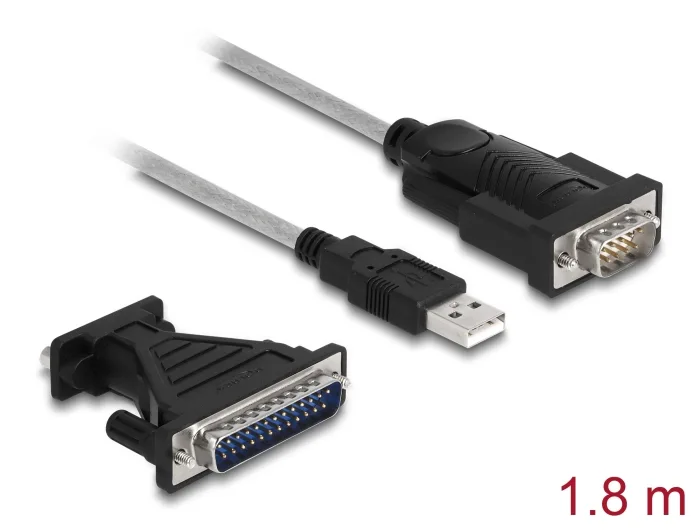 Delock Adapter USB 2.0 Typ-A zu 1 x Seriell RS-232 D-Sub 9 + Adapter D-Sub 25 #1 
