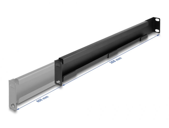 Delock 19″ Tragschiene längenverstellbar 368 - 600 mm für Netzwerkschrank 1 HE schwarz 2 Stück #4 