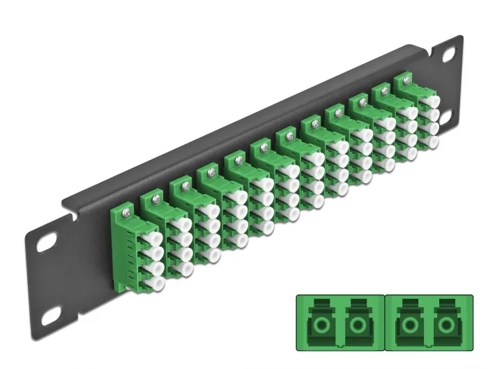Delock 10″ LWL Patchpanel 12 Port LC Quad grün 1 HE schwarz #1 