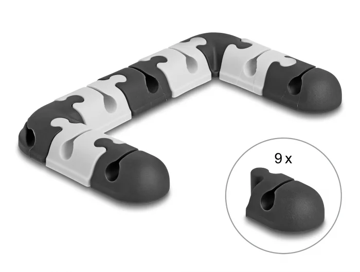 Delock Kabelhalter selbstklebend modular Set 9 Stück schwarz / grau #1 