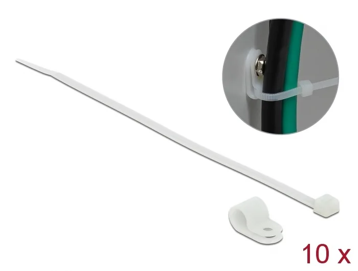 Delock Befestigungsschelle 9,5 mm mit Kabelbinder L 200 x B 4,8 mm weiß #1 