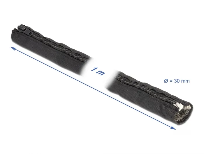 Delock EMV Abschirmgeflechtschlauch mit Reißverschluss hitzebeständig 1 m x 30 mm schwarz #3 