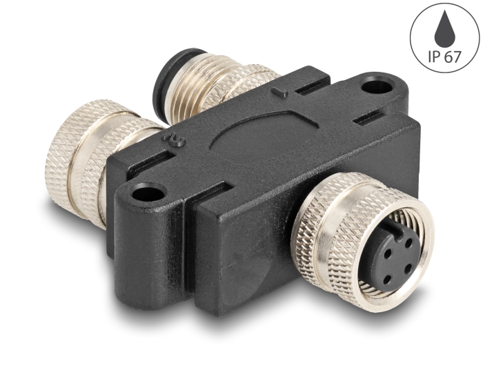 Delock M12 Y-Splitter A-kodiert 4 Pin 1 x Buchse zu 1 x Stecker und 1 x Buchse Parallelschaltung #1 