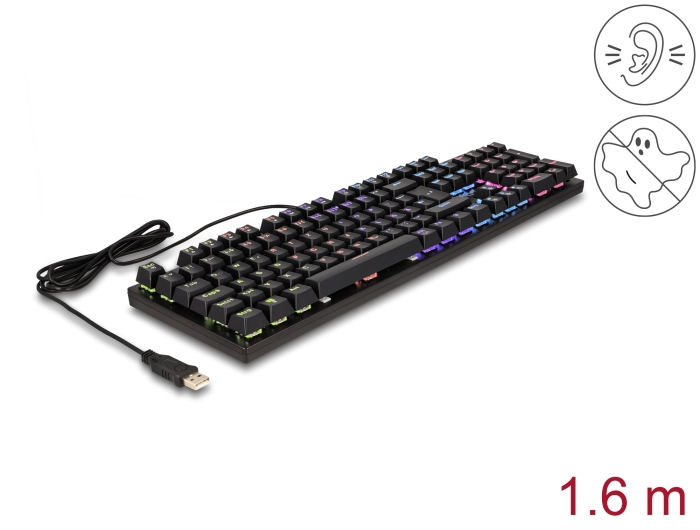 Delock Mechanische USB Gaming Tastatur kabelgebunden 1,6 m schwarz mit RGB Beleuchtung #1 