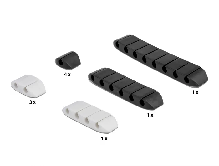 Delock Kabelhalter trapezförmig selbstklebend Kombi Set 10 Stück schwarz / weiß #1 