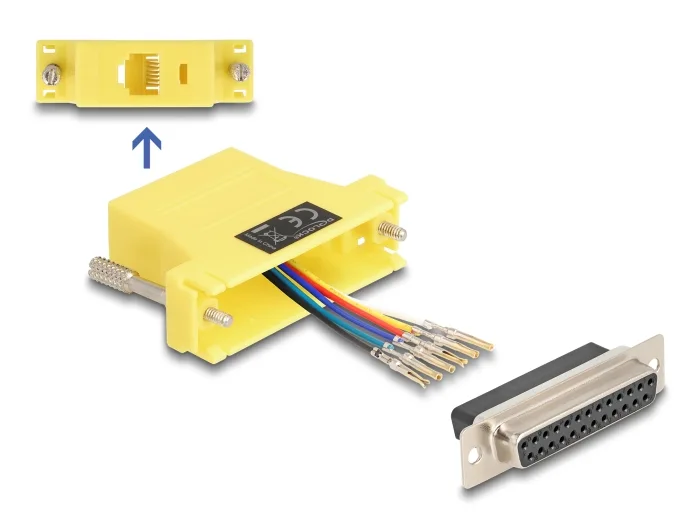Delock D-Sub 25 Pin Buchse zu RJ12 Buchse Montagesatz gelb #1 
