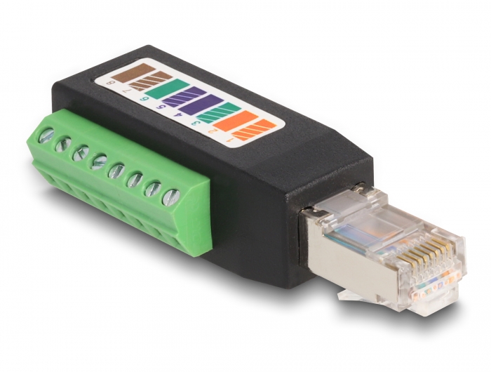 Delock RJ45 Stecker Cat.5e zu Terminalblock Adapter 90° gewinkelt #1 