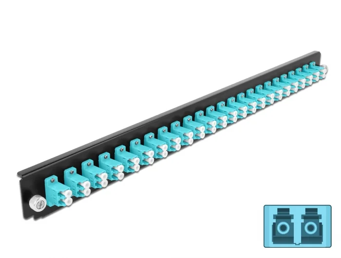 Delock 19″ LWL Spleißbox Frontblende 24 Port LC Duplex aqua #1 