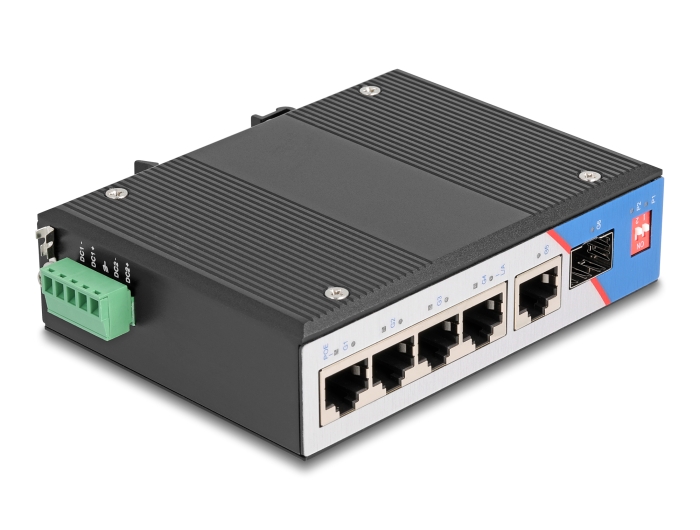 Delock Industrie Gigabit Ethernet Switch 4 Port PoE 1 Port RJ45 1 Port SFP für Hutschiene #3 
