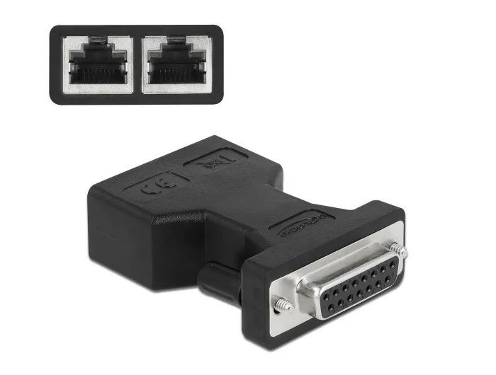 Delock D-Sub 15 Pin Buchse zu 2 x RJ45 Buchse AUI (Attachment Unit Interface) Adapter #1 
