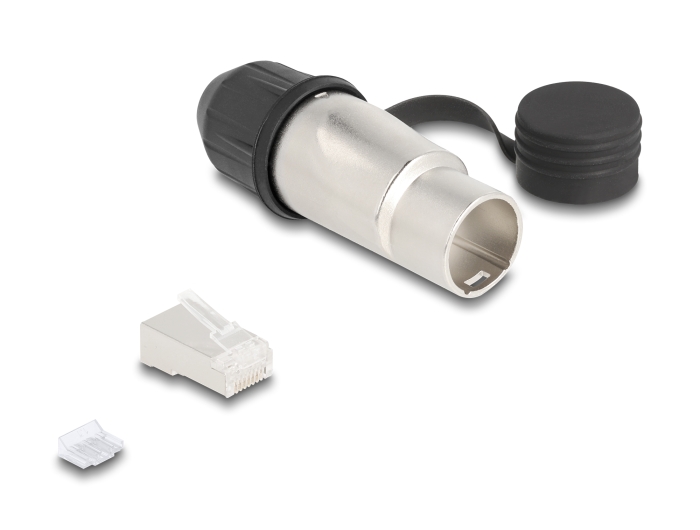RJ45 Modularer Stecker Cat.6A zur Eigenmontage mit robusten Kabelsteckergehäuse und Schutzkappe passend für die Delock Durchführungskupplungen 67061 und 67062 IP66 staub- und wasserdicht #2 