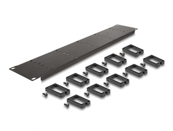 Delock 19″ Kabelmanagement Rangierpanel mit 10 Kunststoffbügel 2 HE schwarz #3 