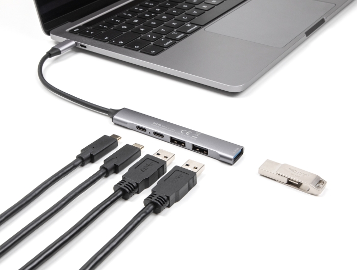 Delock 4 Port Slim USB Type-C™ Hub mit 1 x USB 10 Gbps Typ-A + 2 x USB 2.0 Typ-A + 1 x USB 2.0 USB Type-C™ und PD 95 W #2 