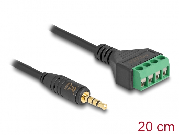 Delock Kabel Klinkenstecker 3,5 mm 4 Pin zu Terminalblock Adapter 20 cm #1 